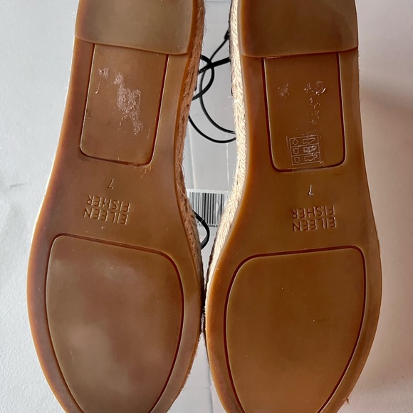 Eileen Fisher Lace-up Espadrilles. Size 7 Nubuck Black Suede . Rear zipper - Picture 8 of 12
